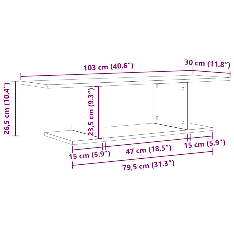 TV-kast met plank met opslag Bruin 103 x 30 x 26,5 cm Bewerkt hout