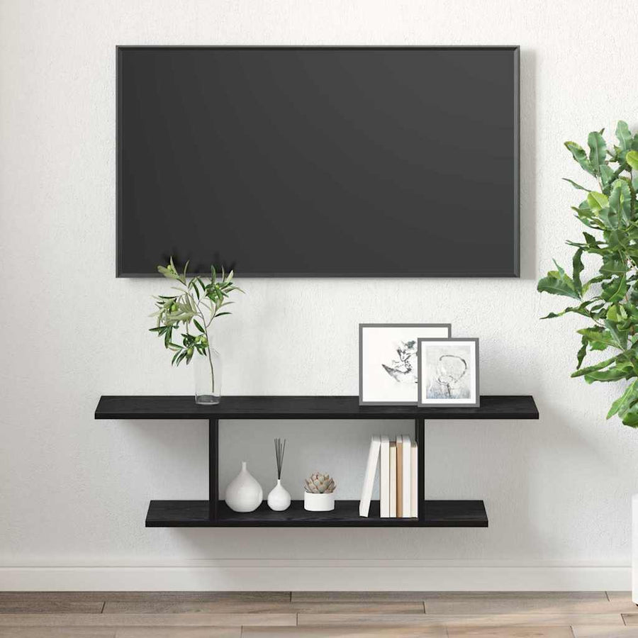 TV-kast met plank met opslag Zwart 103 x 30 x 26,5 cm Bewerkt hout