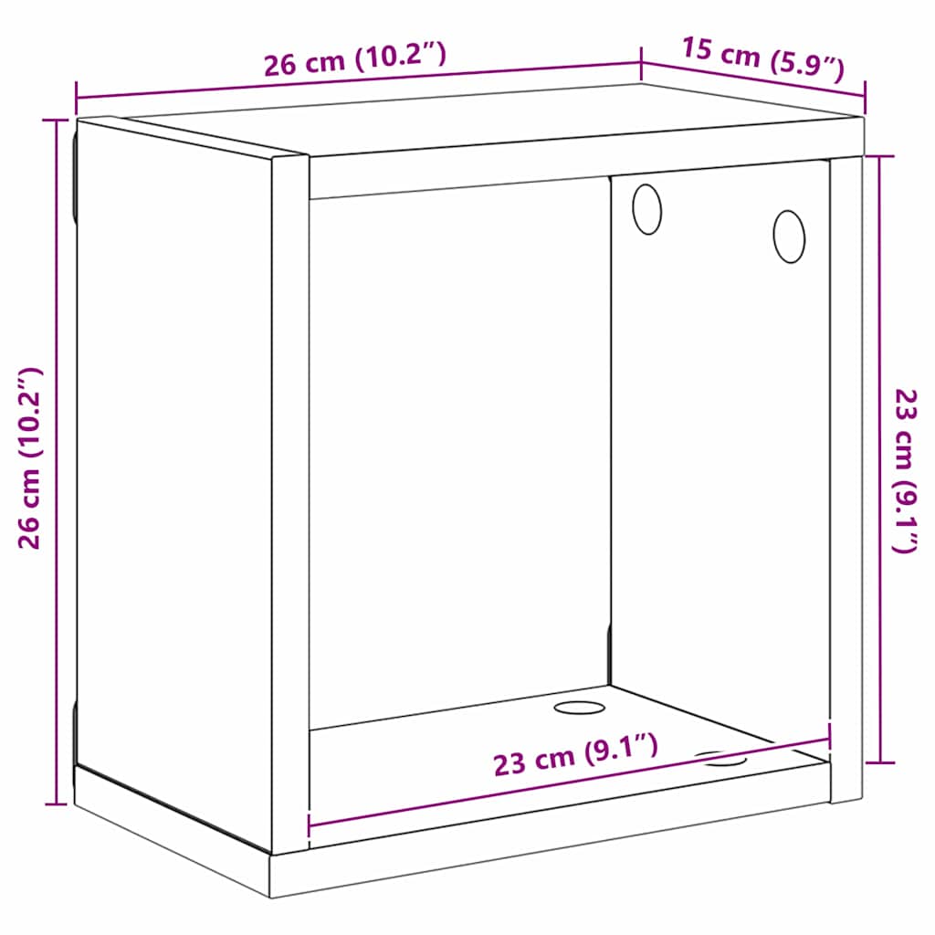 Wandplanken Artisan Eiken MDF 26 x 15 x 26 cm Wandmontage