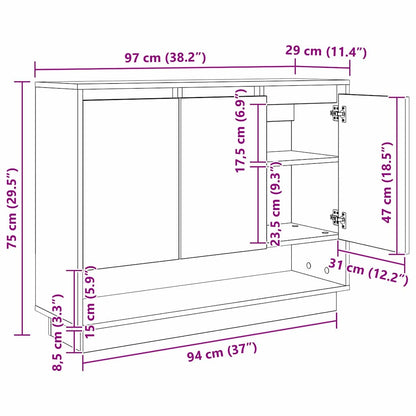 Dressoir met plank met de deur Oud hout 97 x 29 x 75 cm Bewerkt hout