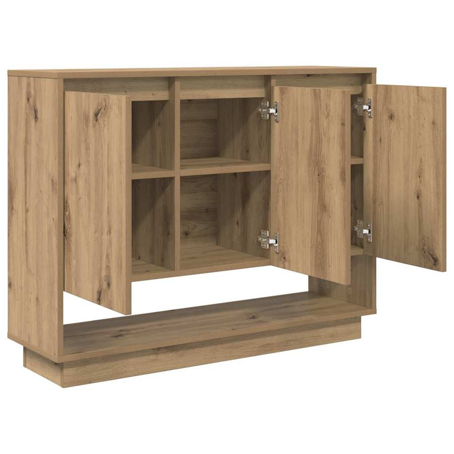 Dressoir artisanaal eikenkleurig 97 x 29 x 75 cm Bewerkt hout
