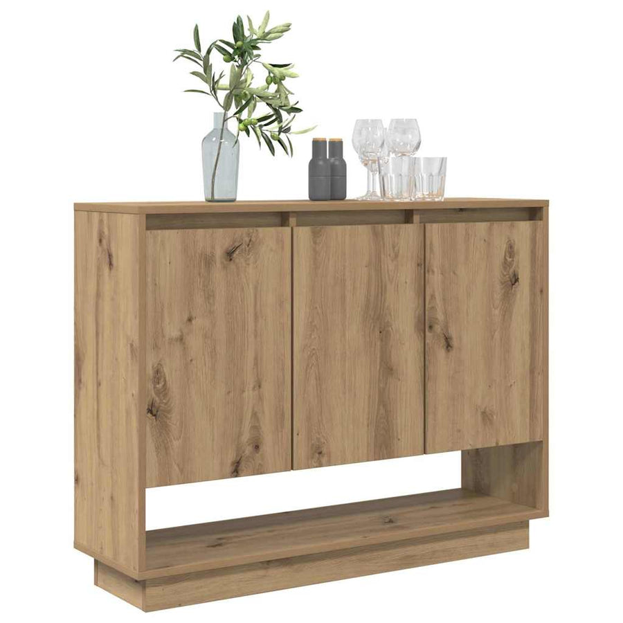 Dressoir artisanaal eikenkleurig 97 x 29 x 75 cm Bewerkt hout