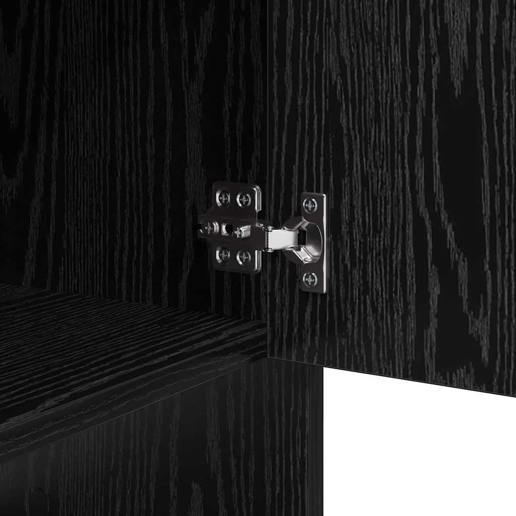 Dressoir met plank met de deur Zwart eiken 97 x 29 x 75 cm Bewerkt hout