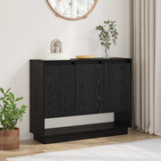 Dressoir 97x29x75 cm zwart eiken massief hout