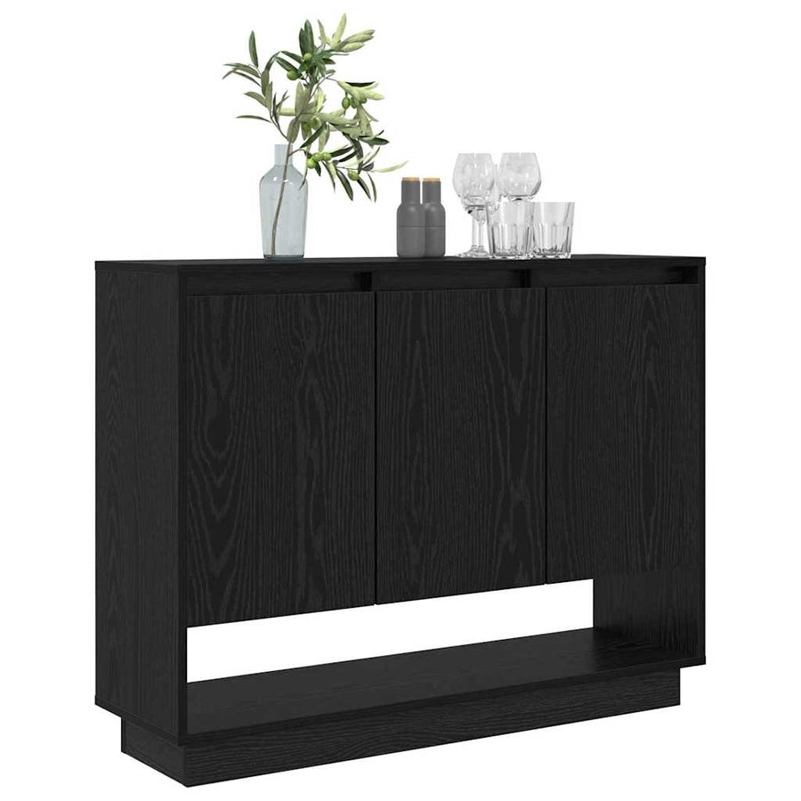 Dressoir met plank met de deur Zwart eiken 97 x 29 x 75 cm Bewerkt hout