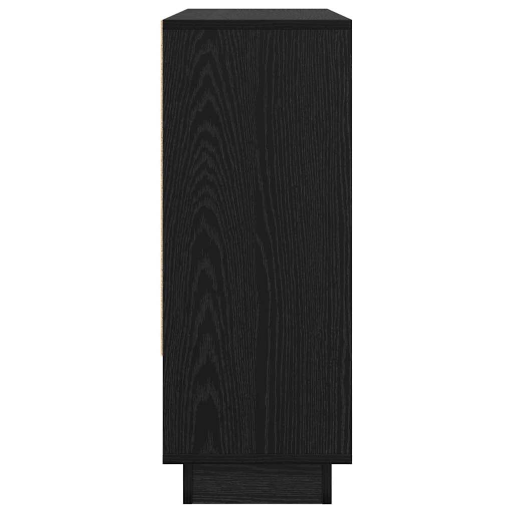 Dressoir met plank met de deur Zwart eiken 97 x 29 x 75 cm Bewerkt hout