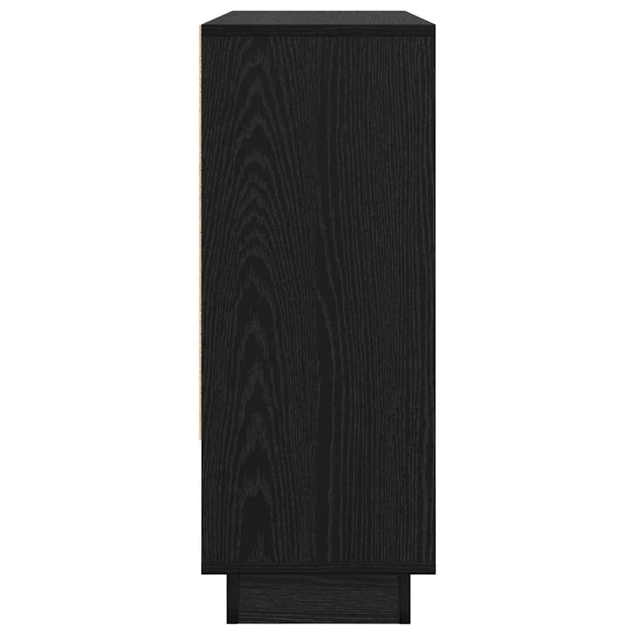 Dressoir met plank met de deur Zwart eiken 97 x 29 x 75 cm Bewerkt hout