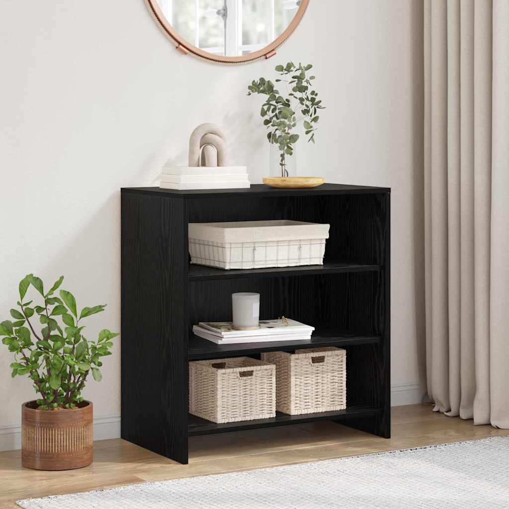 Dressoir Zwart Eiken 70x41x75 cm Bewerkt Hout