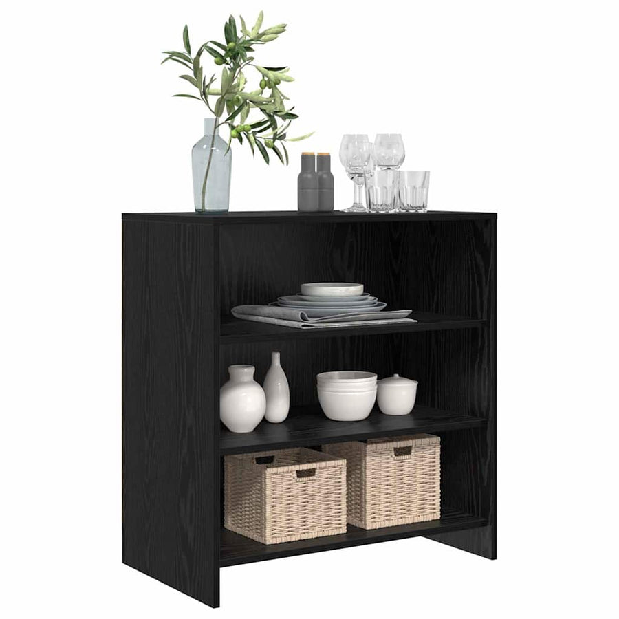 Dressoir Zwart Eiken 70x41x75 cm Bewerkt Hout