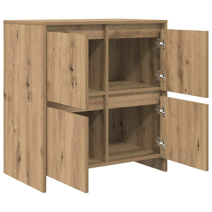 Dressoir artisanaal eikenkleurig 70 x 41 x 75 cm Bewerkt hout