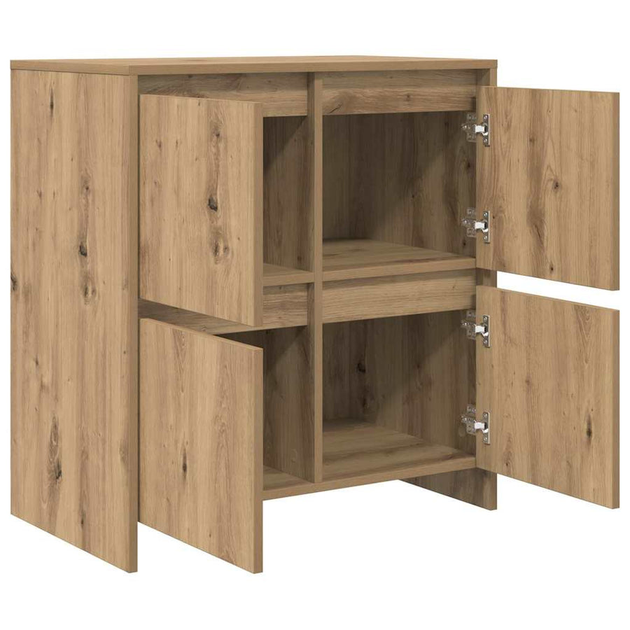 Dressoir artisanaal eikenkleurig 70 x 41 x 75 cm Bewerkt hout