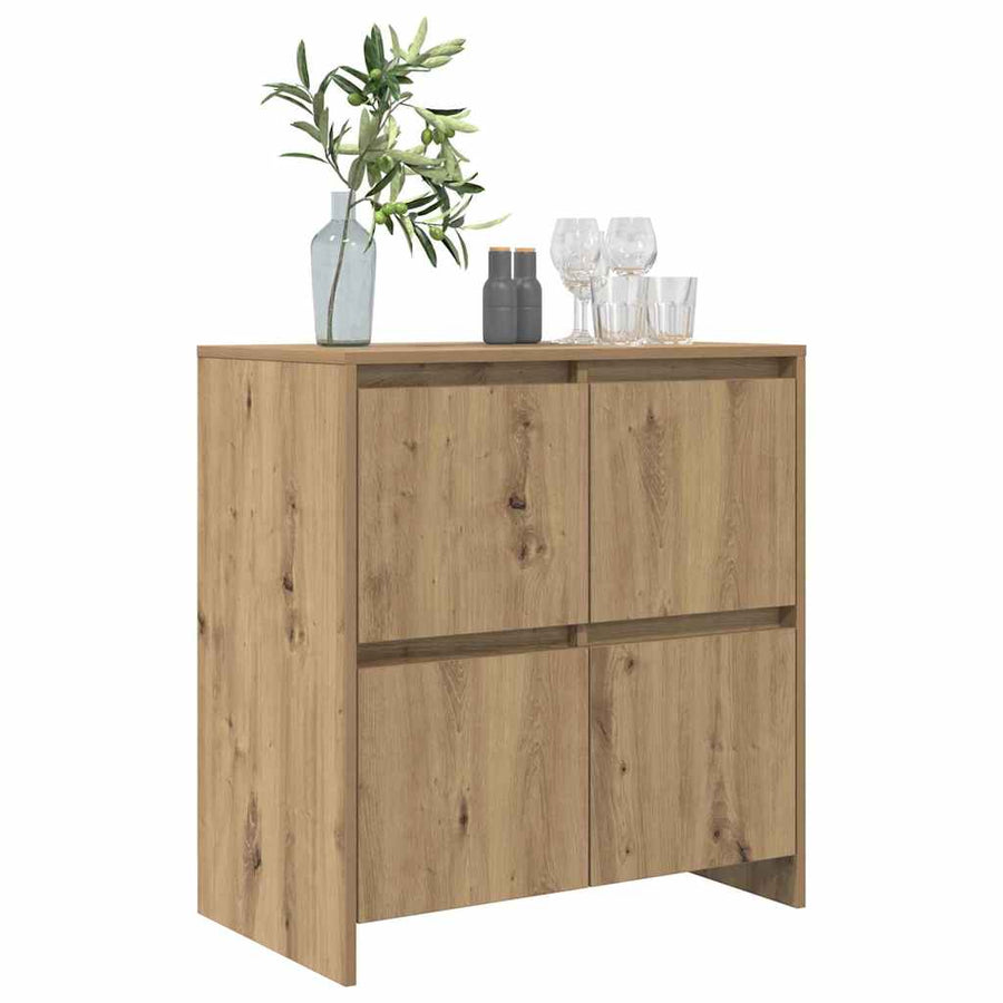 Dressoir artisanaal eikenkleurig 70 x 41 x 75 cm Bewerkt hout