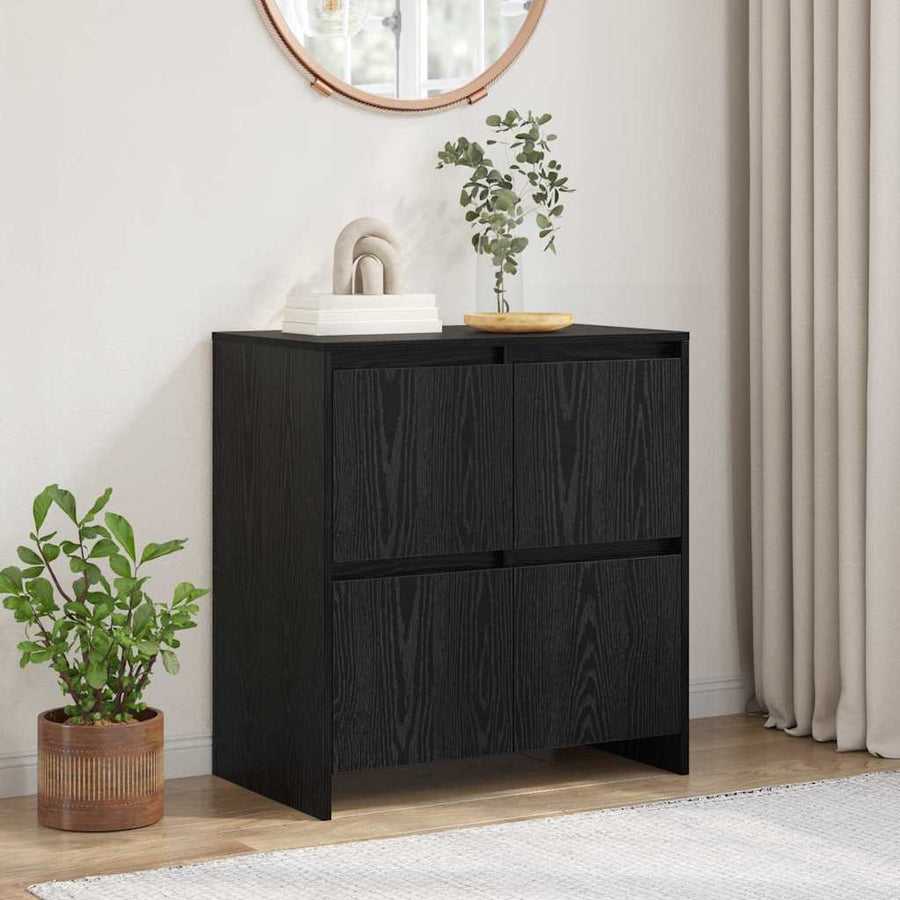 Dressoir met de deur Zwart eiken 70 x 41 x 75 cm Bewerkt hout