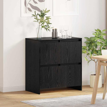 Dressoir met de deur Zwart eiken 70 x 41 x 75 cm Bewerkt hout