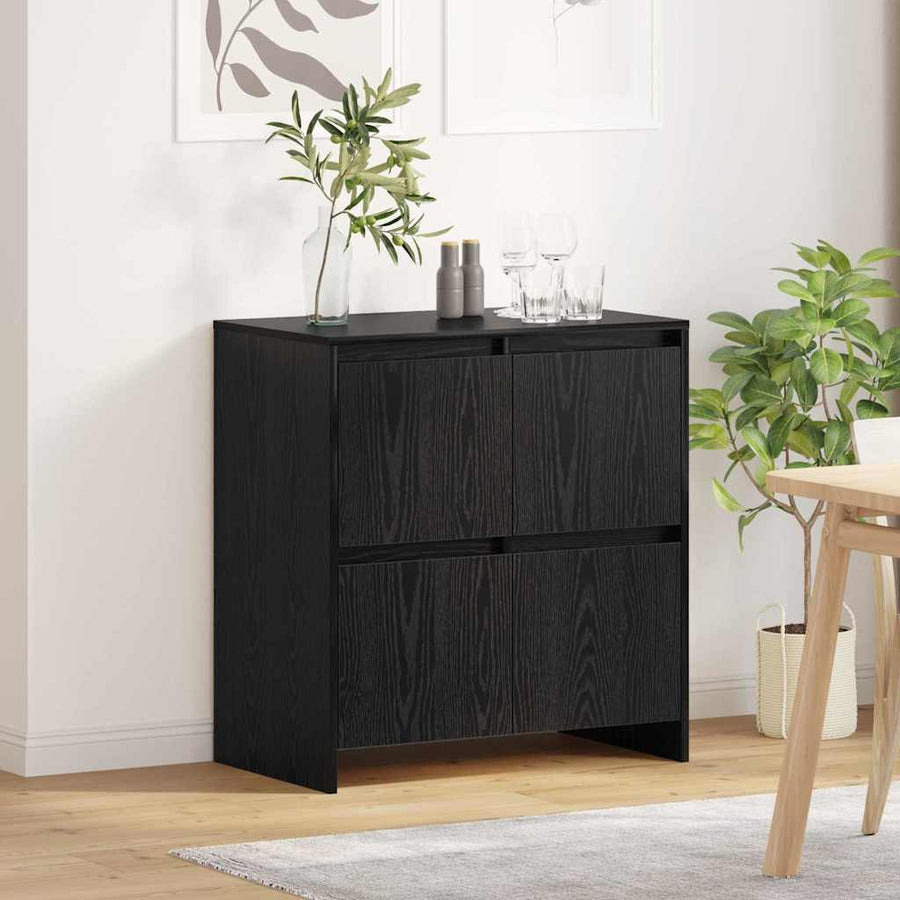Dressoir met de deur Zwart eiken 70 x 41 x 75 cm Bewerkt hout