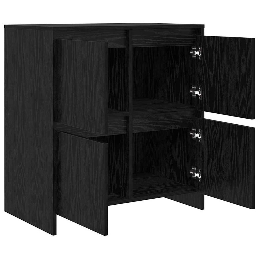 Dressoir met de deur Zwart eiken 70 x 41 x 75 cm Bewerkt hout
