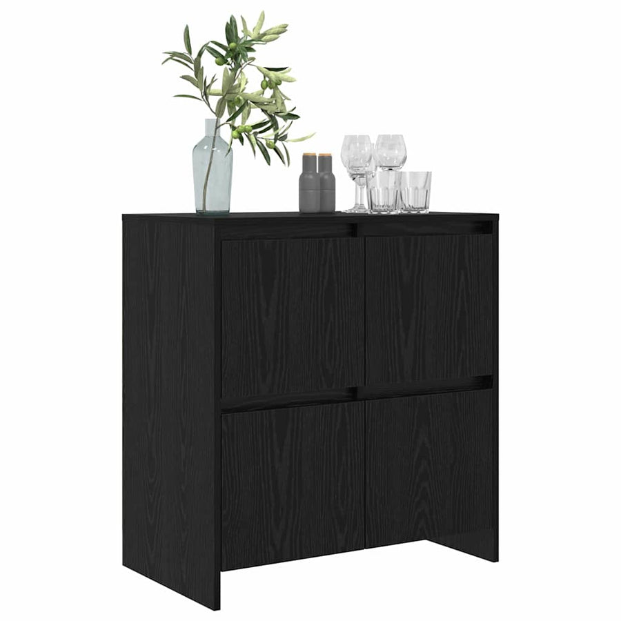 Dressoir met de deur Zwart eiken 70 x 41 x 75 cm Bewerkt hout