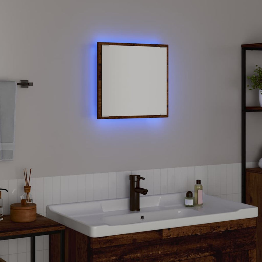 LED Badkamer Spiegel Oud Hout 40 x 37 x 8.5 cm Bewerkt hout