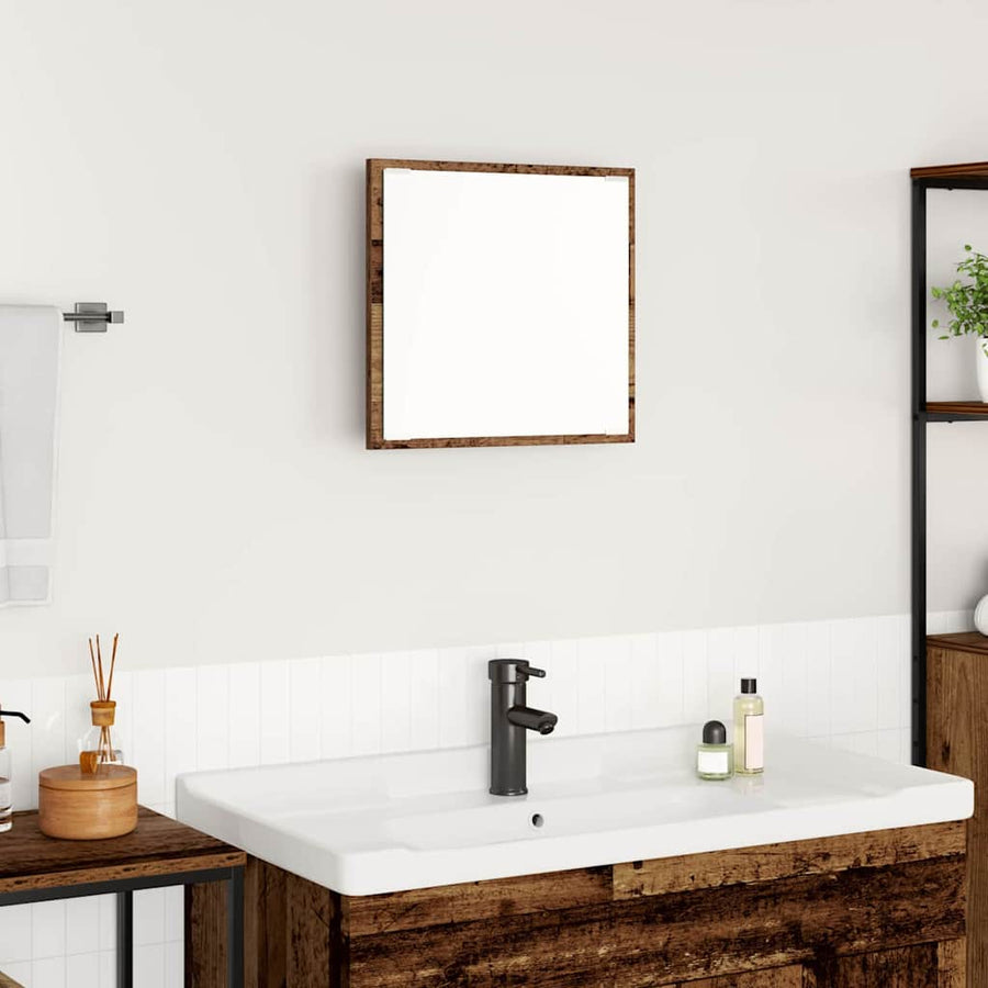 LED Badkamer Spiegel Oud Hout 40 x 37 x 8.5 cm Bewerkt hout