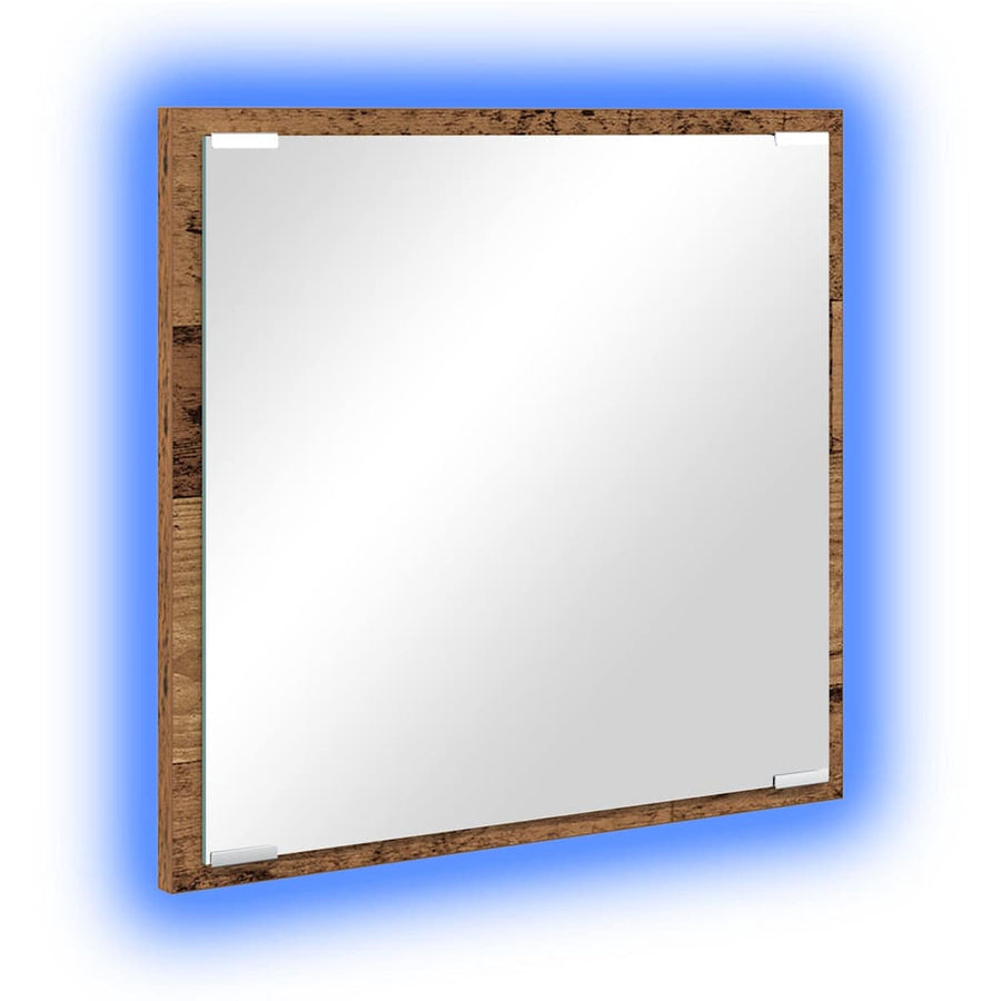 LED Badkamer Spiegel Oud Hout 40 x 37 x 8.5 cm Bewerkt hout