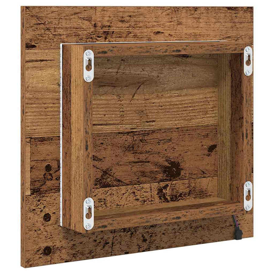 LED Badkamer Spiegel Oud Hout 40 x 37 x 8.5 cm Bewerkt hout