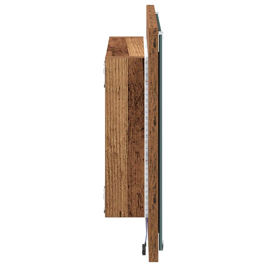 LED Badkamer Spiegel Oud Hout 40 x 37 x 8.5 cm Bewerkt hout