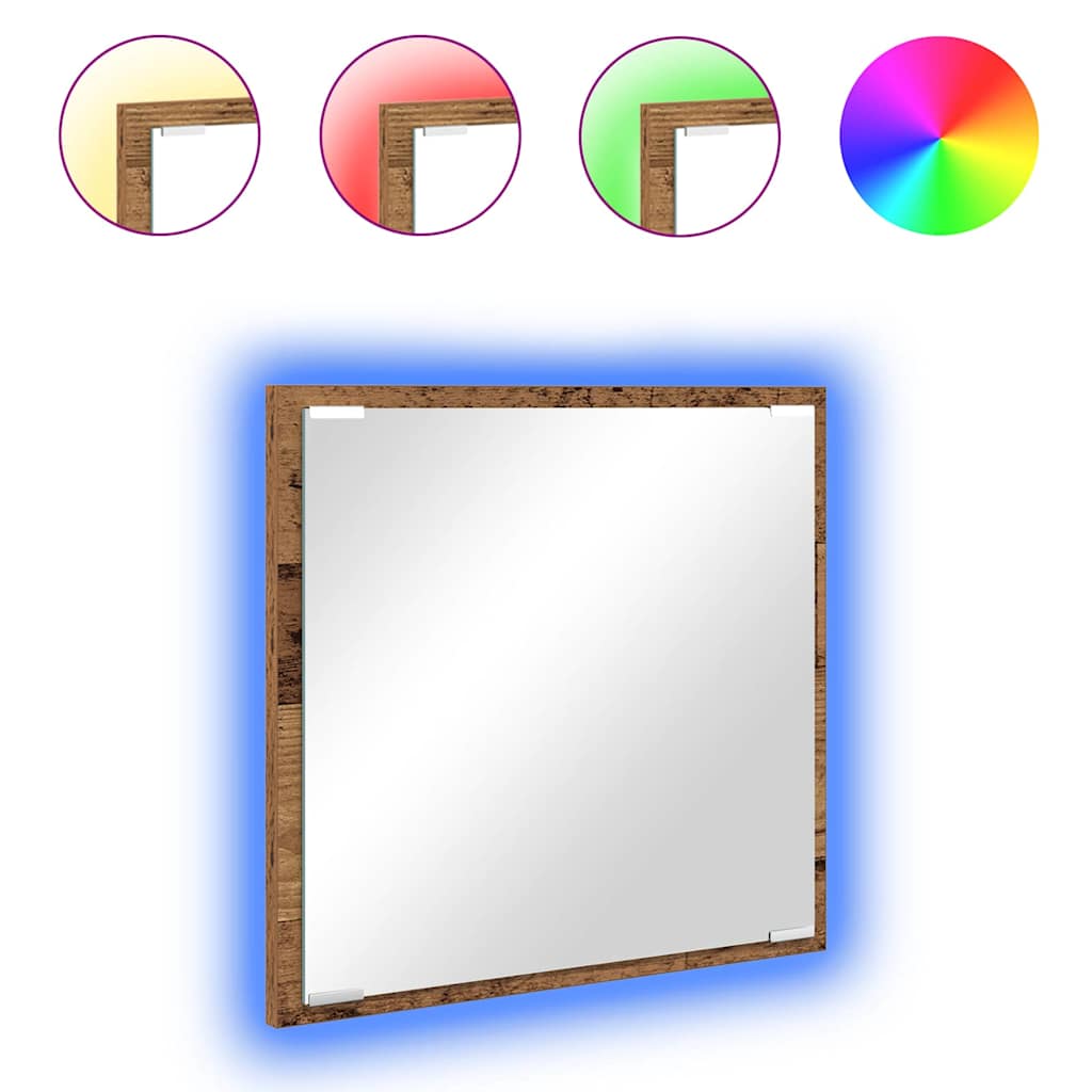 LED Badkamer Spiegel Oud Hout 40 x 37 x 8.5 cm Bewerkt hout