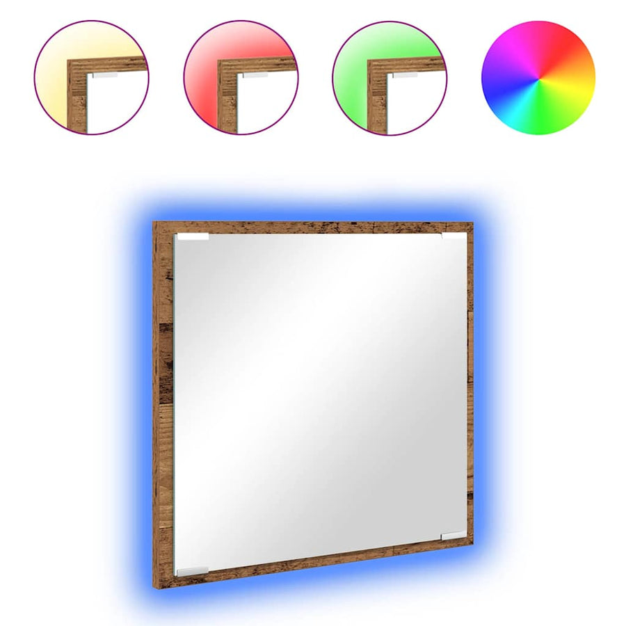 LED Badkamer Spiegel Oud Hout 40 x 37 x 8.5 cm Bewerkt hout