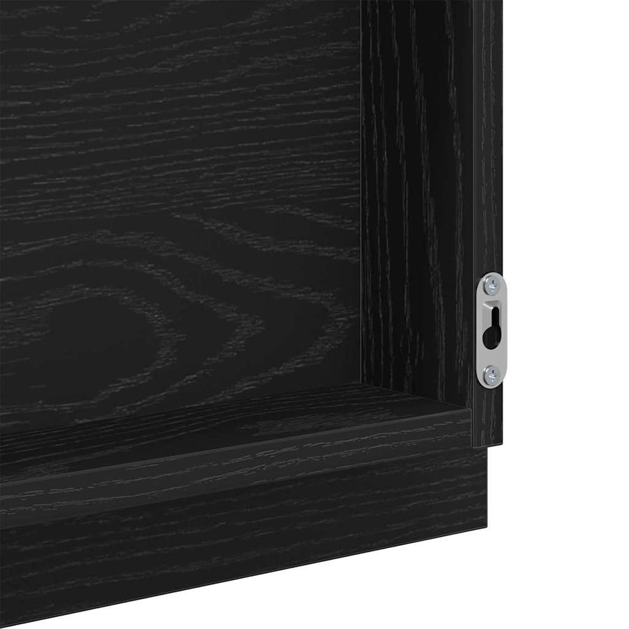 LED Badkamer Spiegel Zwart Eiken 40 x 37 x 8.5 cm Bewerkt hout
