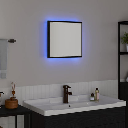 LED Badkamer Spiegel Zwart Eiken 40 x 37 x 8.5 cm Bewerkt hout