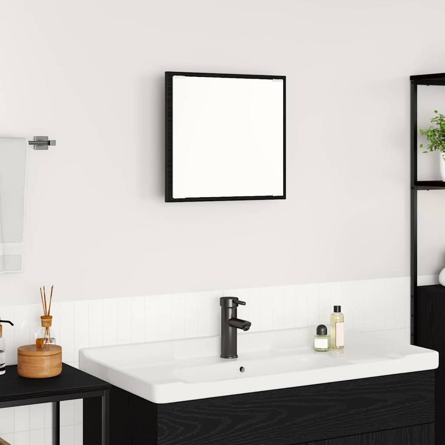 LED Badkamer Spiegel Zwart Eiken 40 x 37 x 8.5 cm Bewerkt hout