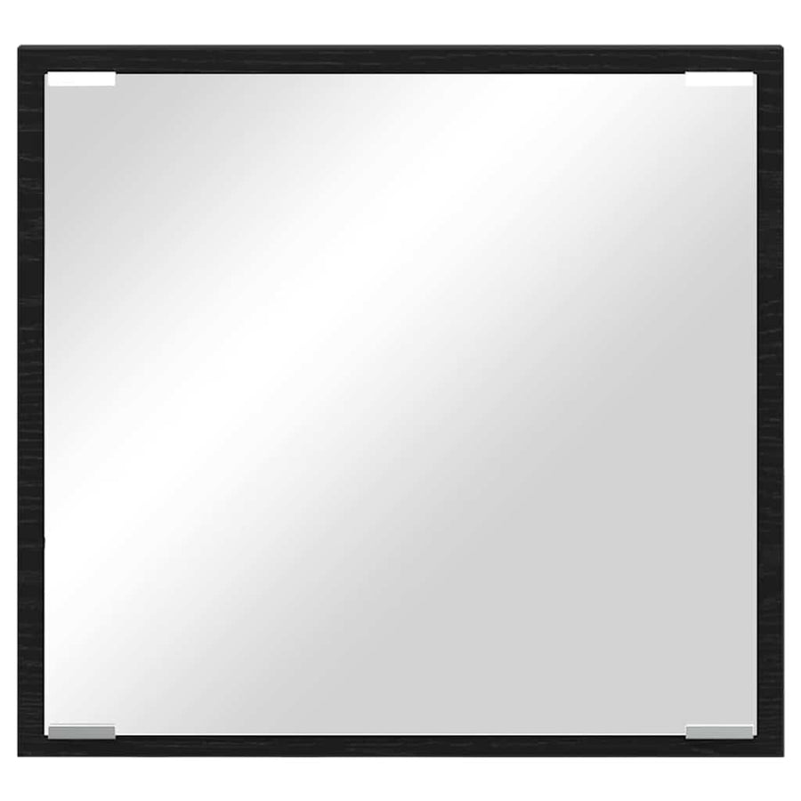 LED Badkamer Spiegel Zwart Eiken 40 x 37 x 8.5 cm Bewerkt hout