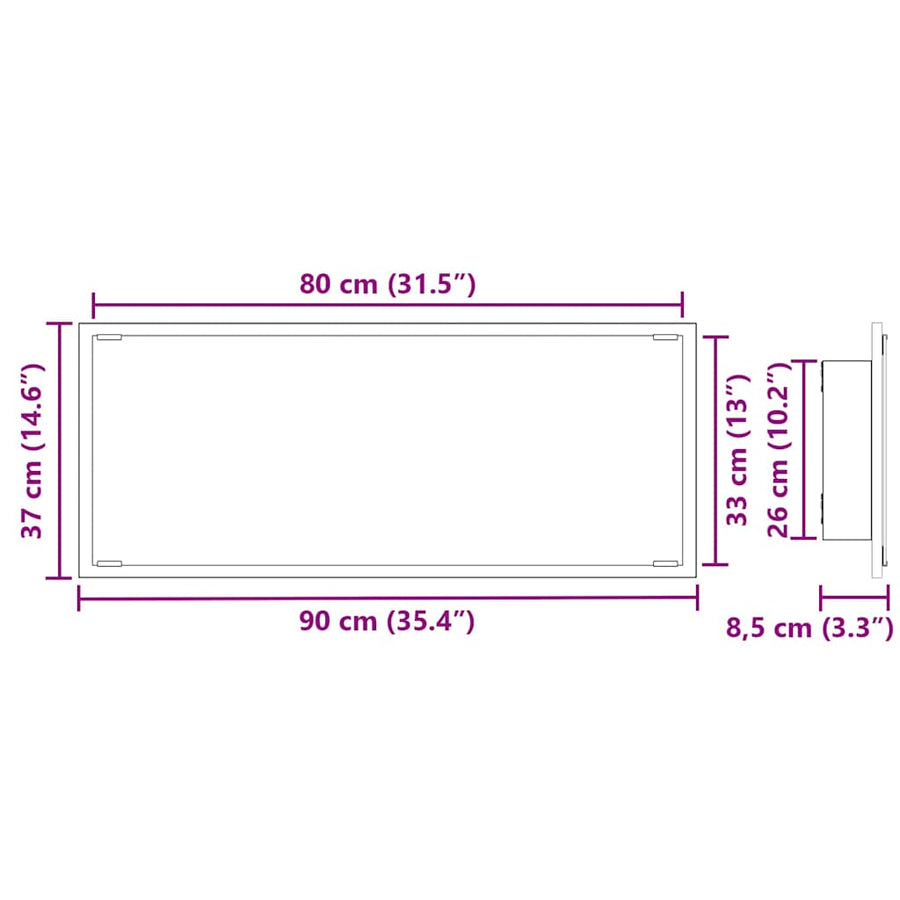 Spiegel met spiegel Artisan Eiken 90 x 8,5 x 37 cm Bewerkt hout