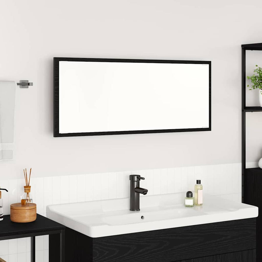 Spiegel met spiegel Zwart Eiken 90 x 8,5 x 37 cm Bewerkt hout