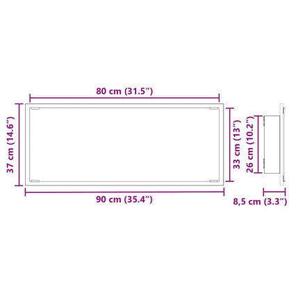 Spiegel met spiegel Zwart Eiken 90 x 8,5 x 37 cm Bewerkt hout