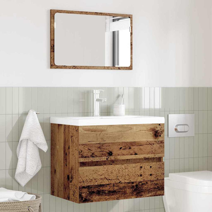 Badkamermeubelset 2 pcs Oud Hout Geperst Hout en Metaal