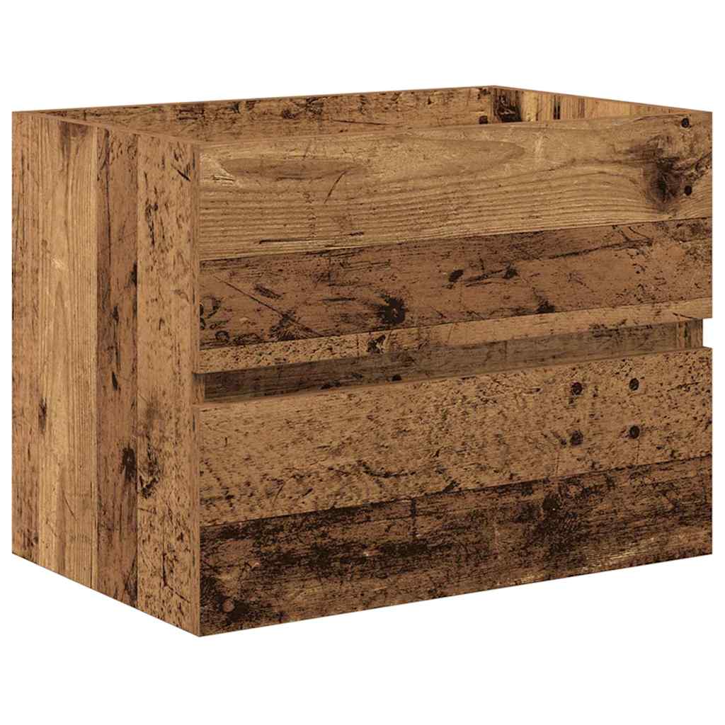 Badkamermeubelset 2 pcs Oud Hout Geperst Hout en Metaal
