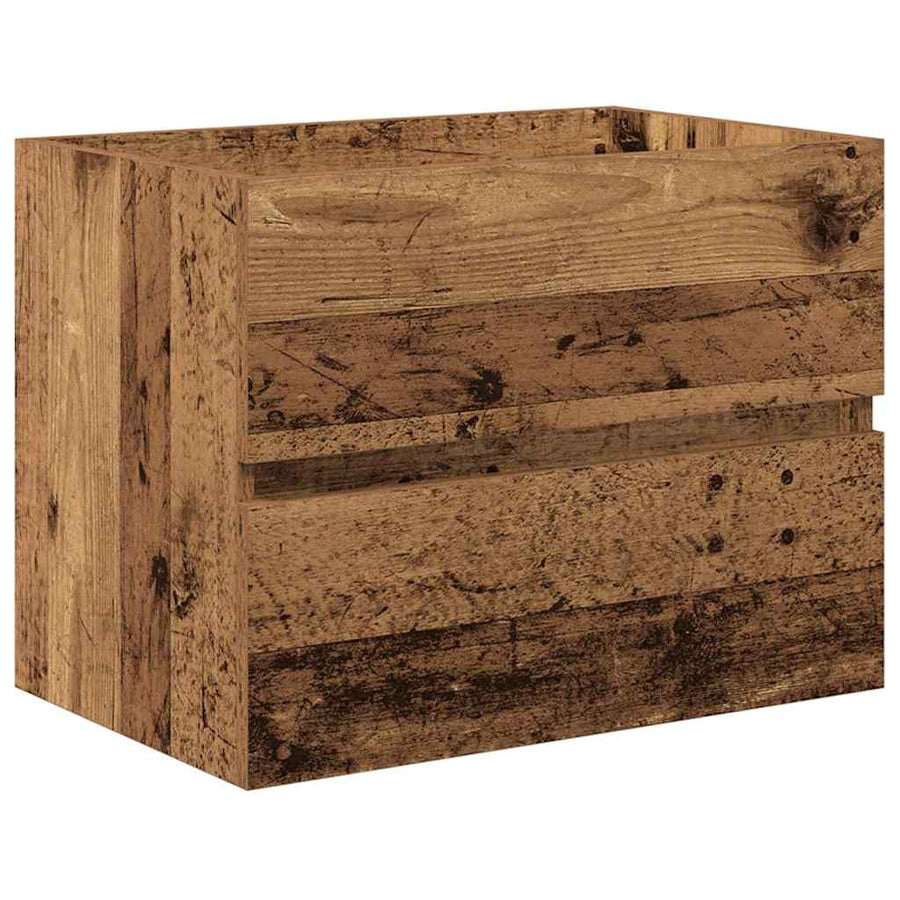 Badkamermeubelset 2 pcs Oud Hout Geperst Hout en Metaal