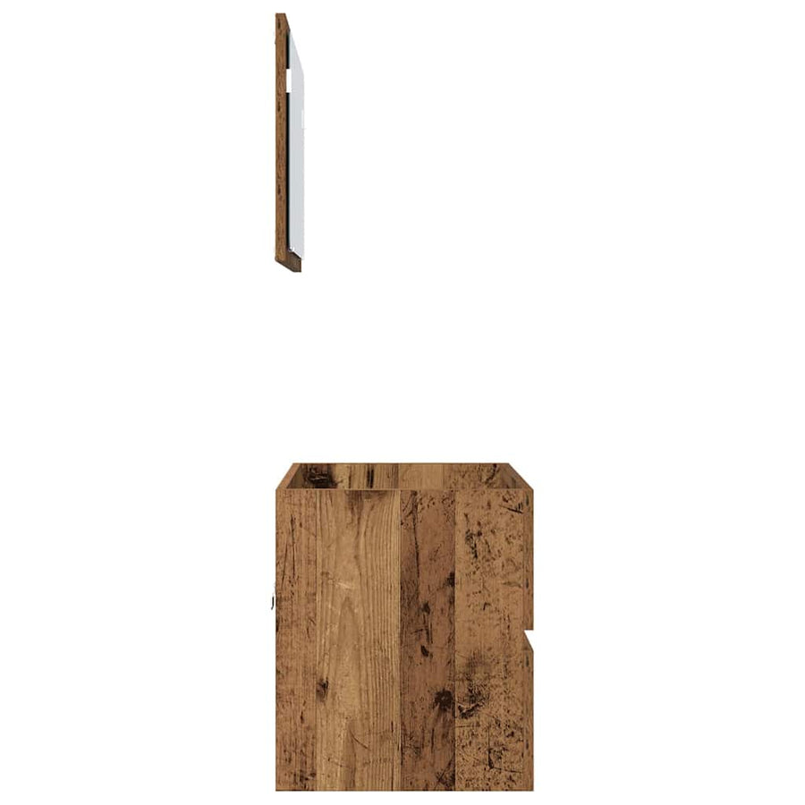 Badkamermeubelset 2 pcs Oud Hout Geperst Hout en Metaal