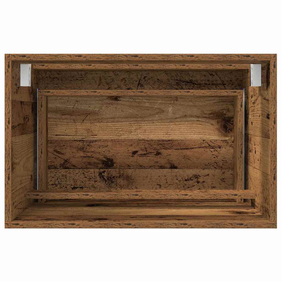 Badkamermeubelset 2 pcs Oud Hout Geperst Hout en Metaal
