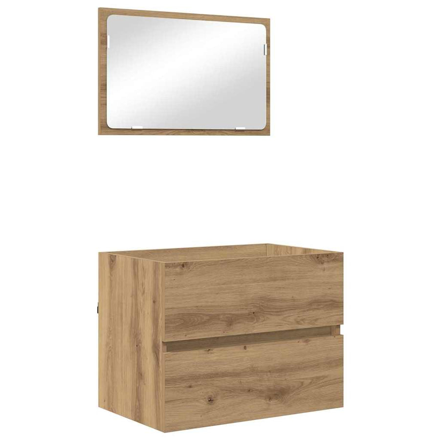 Badkamermeubelset 2 pcs Artisan Eiken Geperst Hout en Metaal