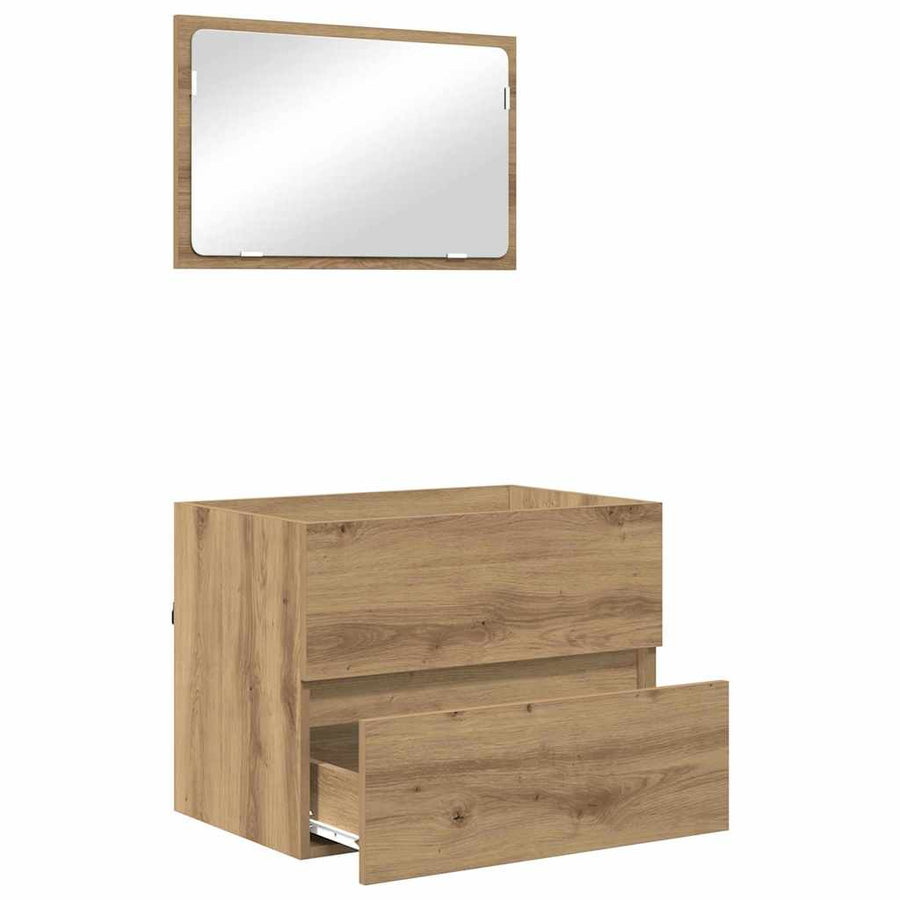 Badkamermeubelset 2 pcs Artisan Eiken Geperst Hout en Metaal