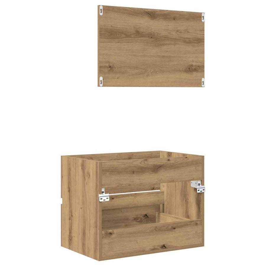 Badkamermeubelset 2 pcs Artisan Eiken Geperst Hout en Metaal