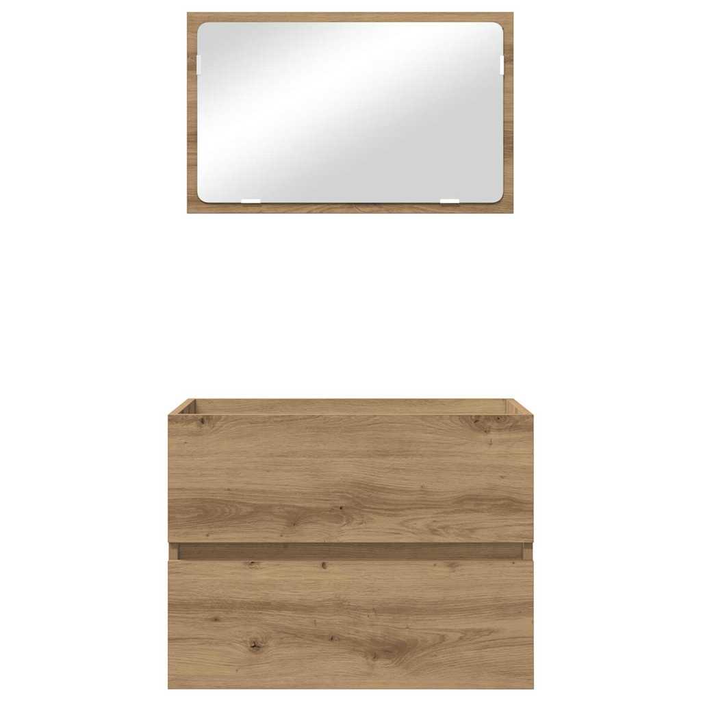 Badkamermeubelset 2 pcs Artisan Eiken Geperst Hout en Metaal