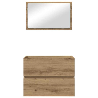 Badkamermeubelset 2 pcs Artisan Eiken Geperst Hout en Metaal