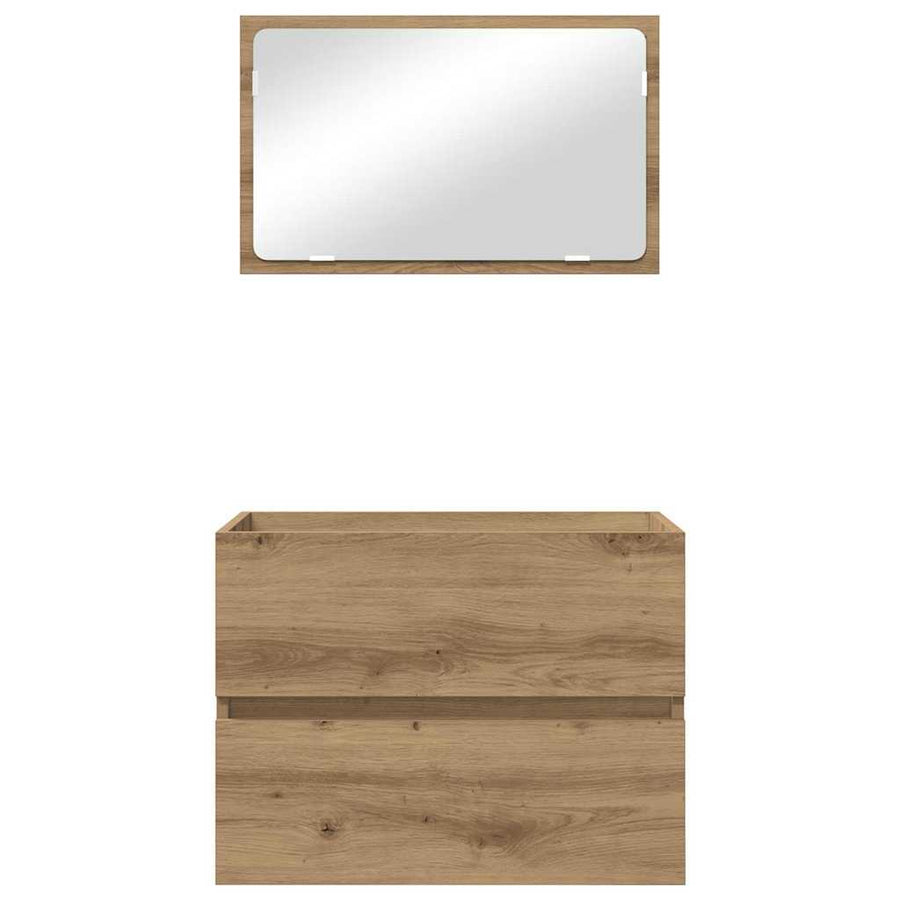 Badkamermeubelset 2 pcs Artisan Eiken Geperst Hout en Metaal
