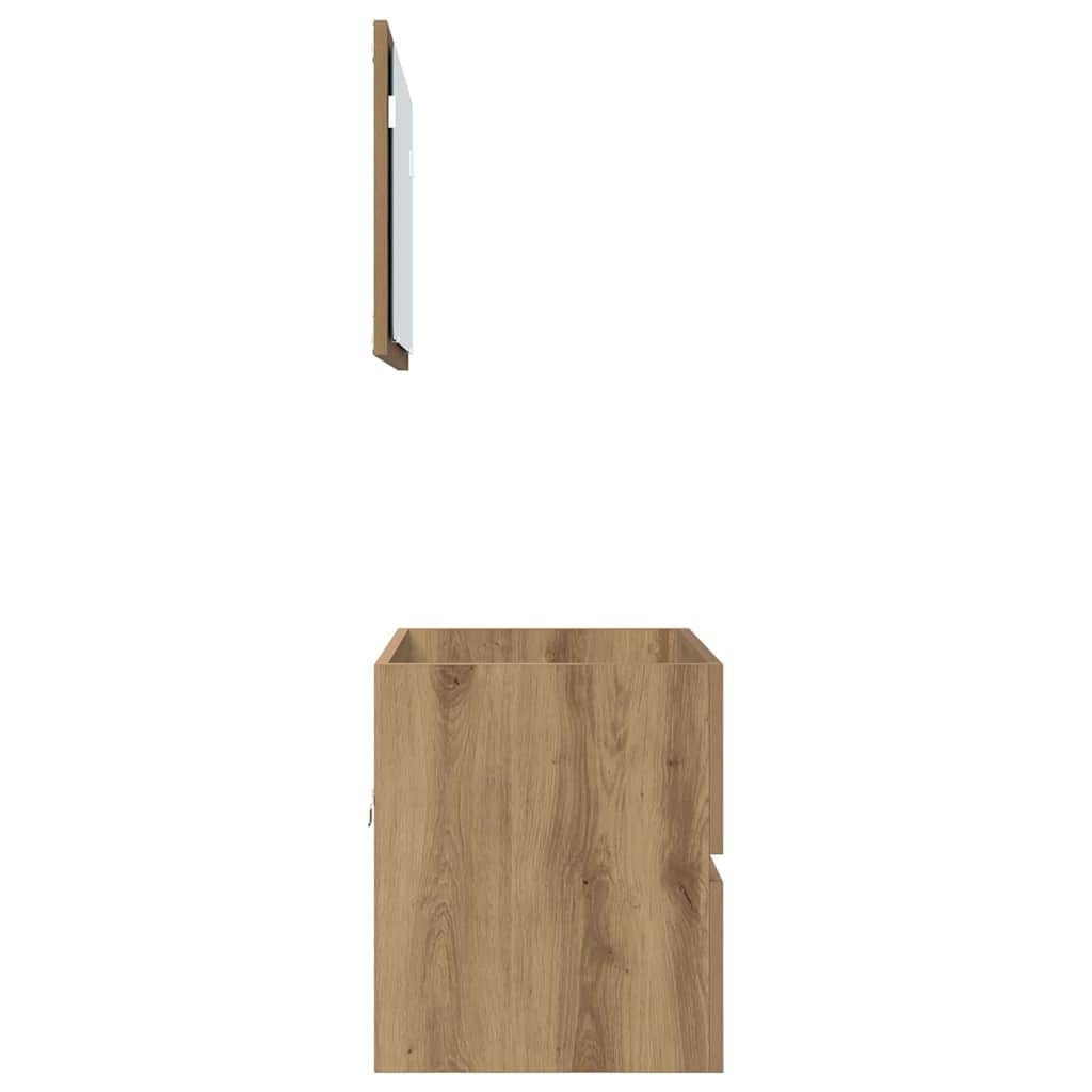 Badkamermeubelset 2 pcs Artisan Eiken Geperst Hout en Metaal