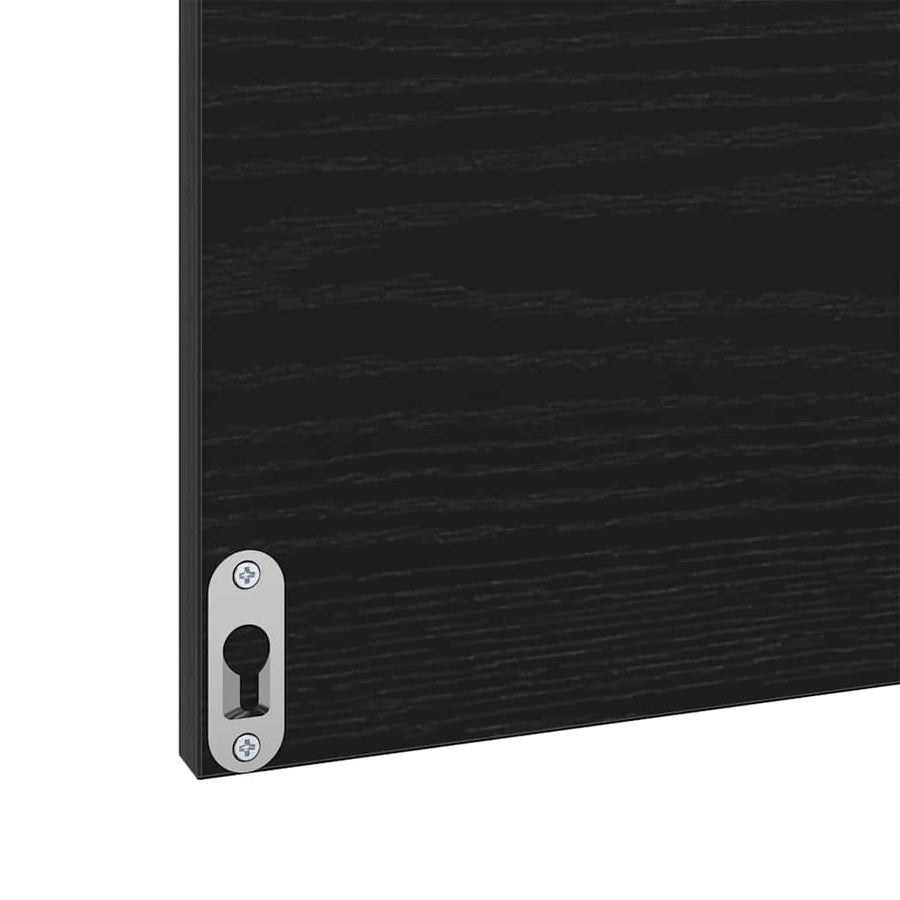Badkamermeubelset 2 pcs Zwart Eiken Geperst Hout en Metaal
