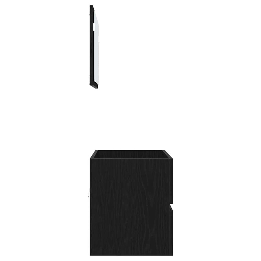 Badkamermeubelset 2 pcs Zwart Eiken Geperst Hout en Metaal