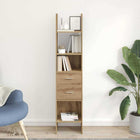 Artisanal oak-colored bookcase 40 x 35 x 180 cm